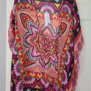 Bleu Rod Beattie caftan cover up. Great colors and patterns Large.